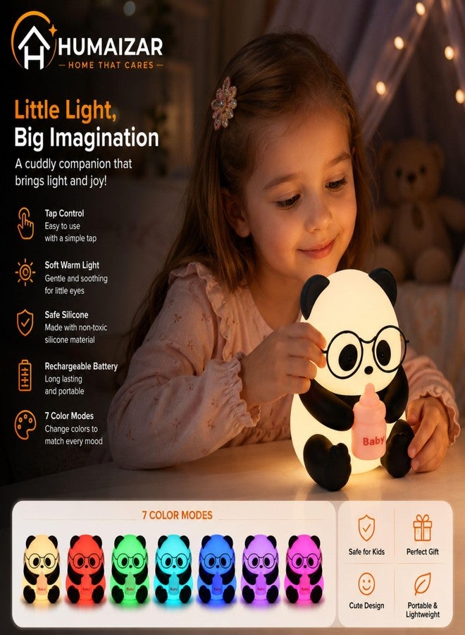 HUMAIZAR Baby Panda Night Lamp, Rechargeable 7-Colour Touch Light - Image 1