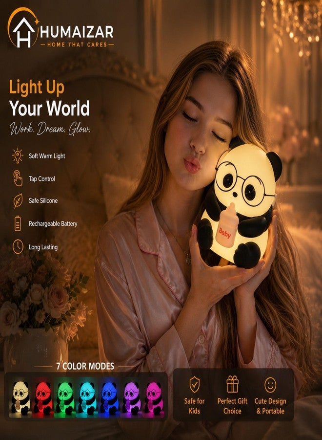 HUMAIZAR Baby Panda Night Lamp, Rechargeable 7-Colour Touch Light - Image 5