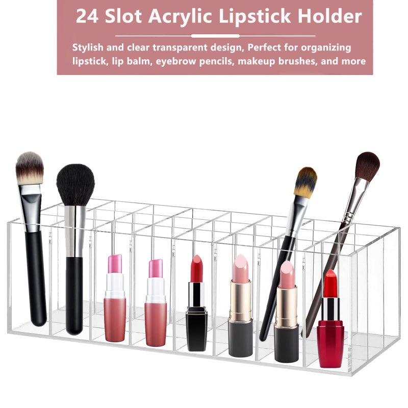 Dmopipp Lipstick Organizer 24 Slot Lipstick Holder Display Rack Small Clear Plastic Compact Lip Gloss Perfume Sample Mascara Holder - Image 2