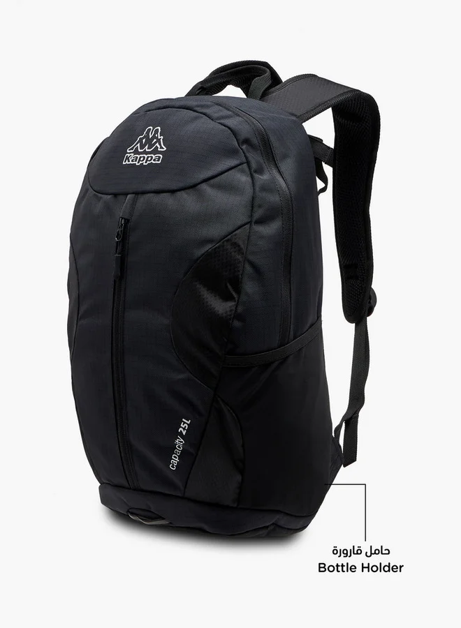 Kappa Logo Print Backpack with Adjustable Straps and Zip Closure - 16x27x46 cm
