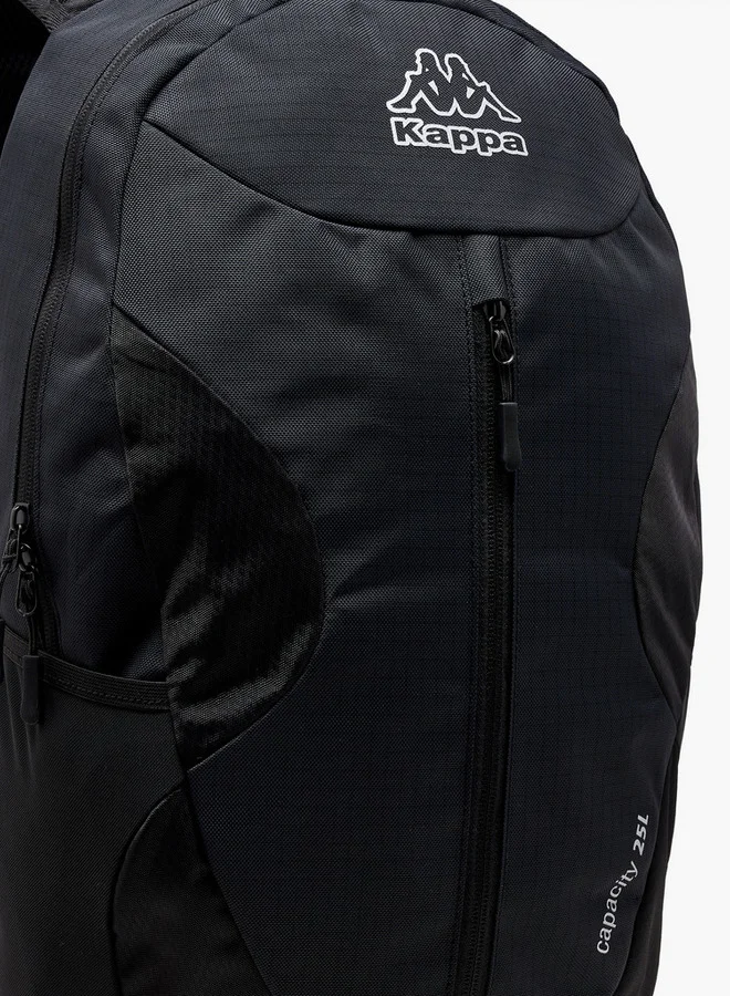 Kappa Logo Print Backpack with Adjustable Straps and Zip Closure - 16x27x46 cm