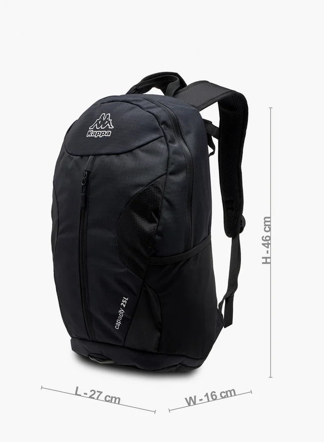 Kappa Logo Print Backpack with Adjustable Straps and Zip Closure - 16x27x46 cm