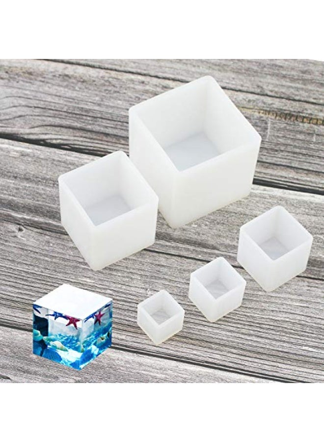Luckkyme Resin Casting Moulds Square Resin Mould Cube Silicone Moulds For Diy Craft Making Silicone Clear Casting Moulds 5Size - Image 1