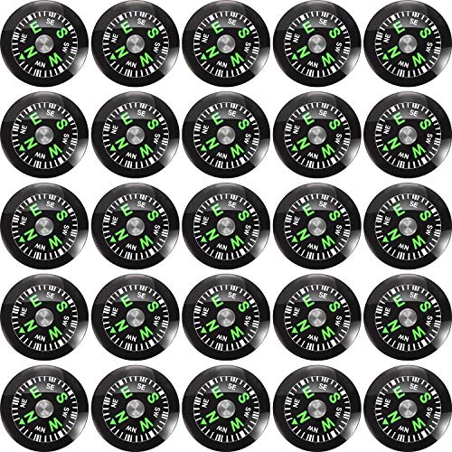 BBTO 200 Pieces Button Compass Mini Black Survival Compass Oil Filled Compass for Camping Hiking Boating Touring - Image 2