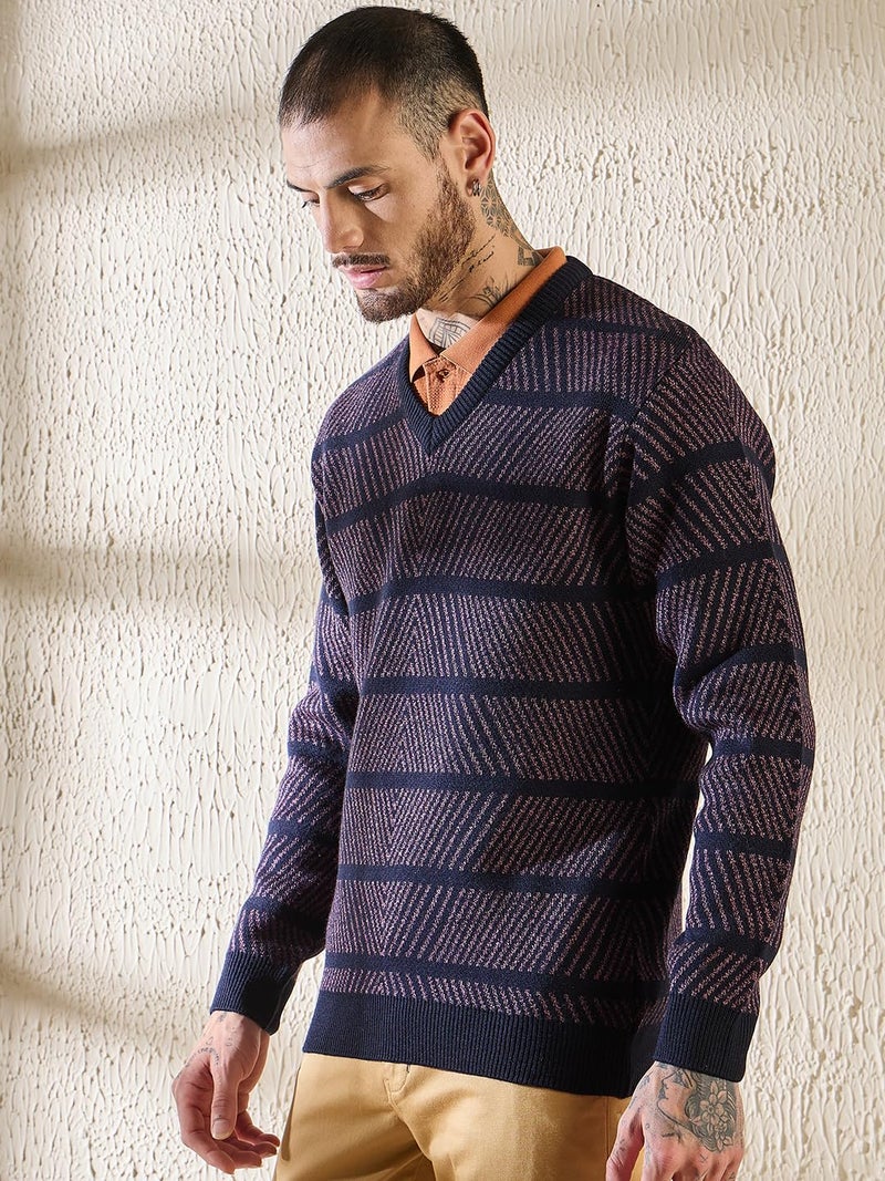 Pivl Men's Winter Sweaters_Trendy, Warmth_Navy_L - Image 2