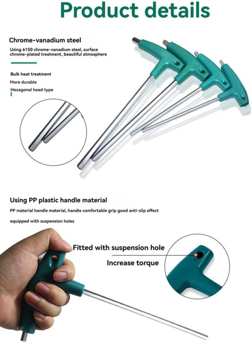 GGOOT 9PCS kit Hardware Hexagon Socket T Screw nut Wrench T Handle with Storage Bag forging Tool  - Image 5