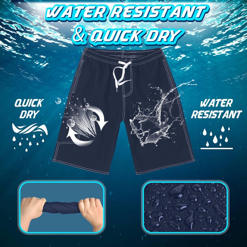 Srnede Mens Swim Trunks Swimming Trunks Swim Shorts Quick Dry 11 Inch with Mesh Lining Funny Swimwear Bathing Suits Navy - Image 5