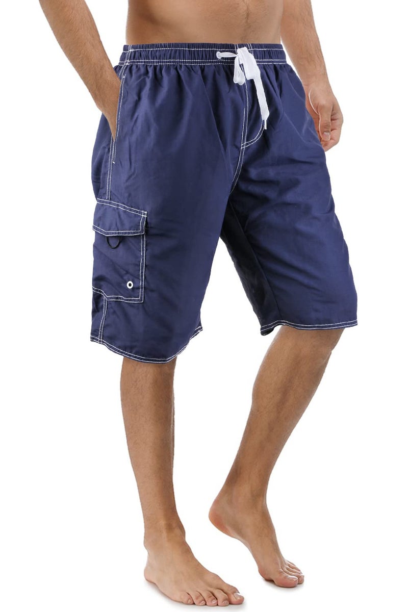 Srnede Mens Swim Trunks Swimming Trunks Swim Shorts Quick Dry 11 Inch with Mesh Lining Funny Swimwear Bathing Suits Navy - Image 1