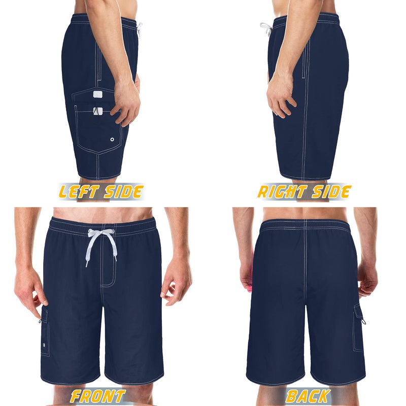 Srnede Mens Swim Trunks Swimming Trunks Swim Shorts Quick Dry 11 Inch with Mesh Lining Funny Swimwear Bathing Suits Navy - Image 2