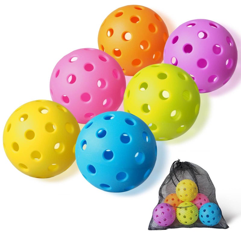 FASIUCHOI 6 Pack Pickle Ball with 40 Holes Pickleballs High Durability Outdoor Pickleball Balls with Mesh Bag Colorful Pickle Balls with Superb Visibility Consistent Bounce and Stable Flight - Image 2