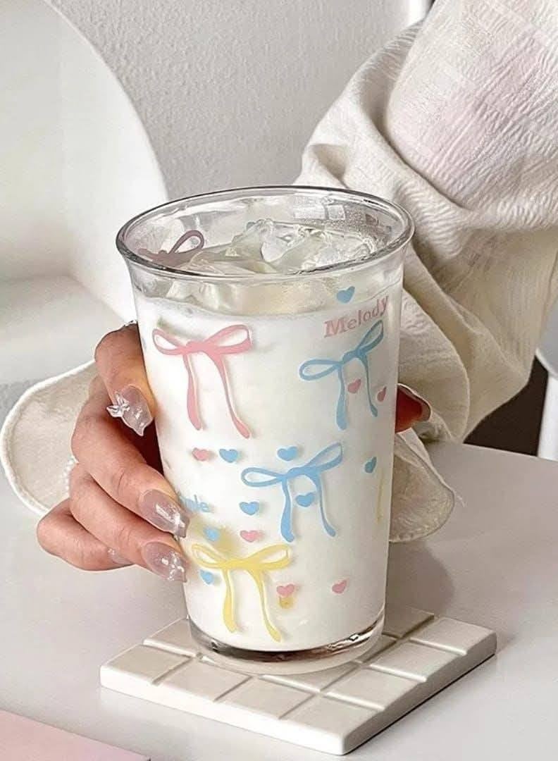 380ml Bow Pattern Coffee, Juice & Matcha Mug - Image 1