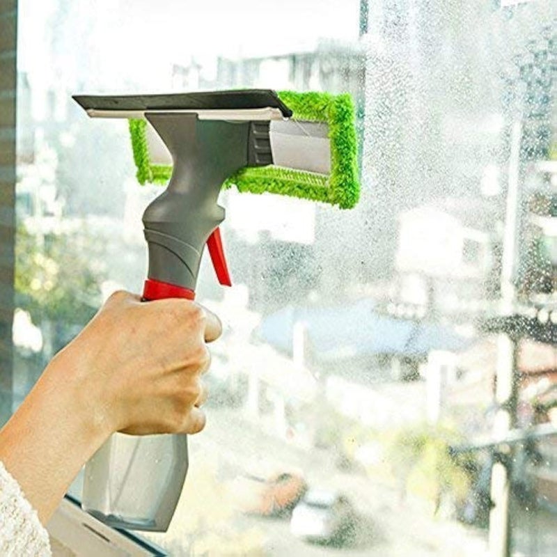 PARVY PARVY Window Cleaner 3 in 1 Plastic Easy Glass Spray Type Cleaning Brush Wiper Clean Shave Car for Car Window Mirror Glass Floor Stove with Spray 1Pcs Multicolor 