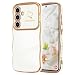 LCHULLE for Samsung Galaxy S24 Case for Women Girls Cute Wave Frame Curly Shape with Love Heart Raised Camera Protection Cover Luxury Plating Shockproof Phone Case for Galaxy S24 5G White - Image 2