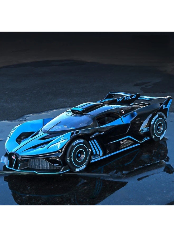 بوغاتي سيارة بوجاتي بوليد موديل دايكاست 1:24 عجلات خلفية بسحب مصابيح أمامية وخلفية مضيئة جزئياً سيارة خارقة قابلة للتحصيل لعبة للمعجبين - Image 1