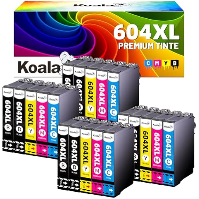 604XL (20-PACK) CARTUCHOS DE TINTA COMPATIBLES PARA 604 XL 604XL PARA EXPRESSION HOME XP-2200 XP-2205 XP-3200 XP-4200 XP-4205 WORKFORCE WF-2910DWF WF-2950DWF WF-2930DWF - Image 1
