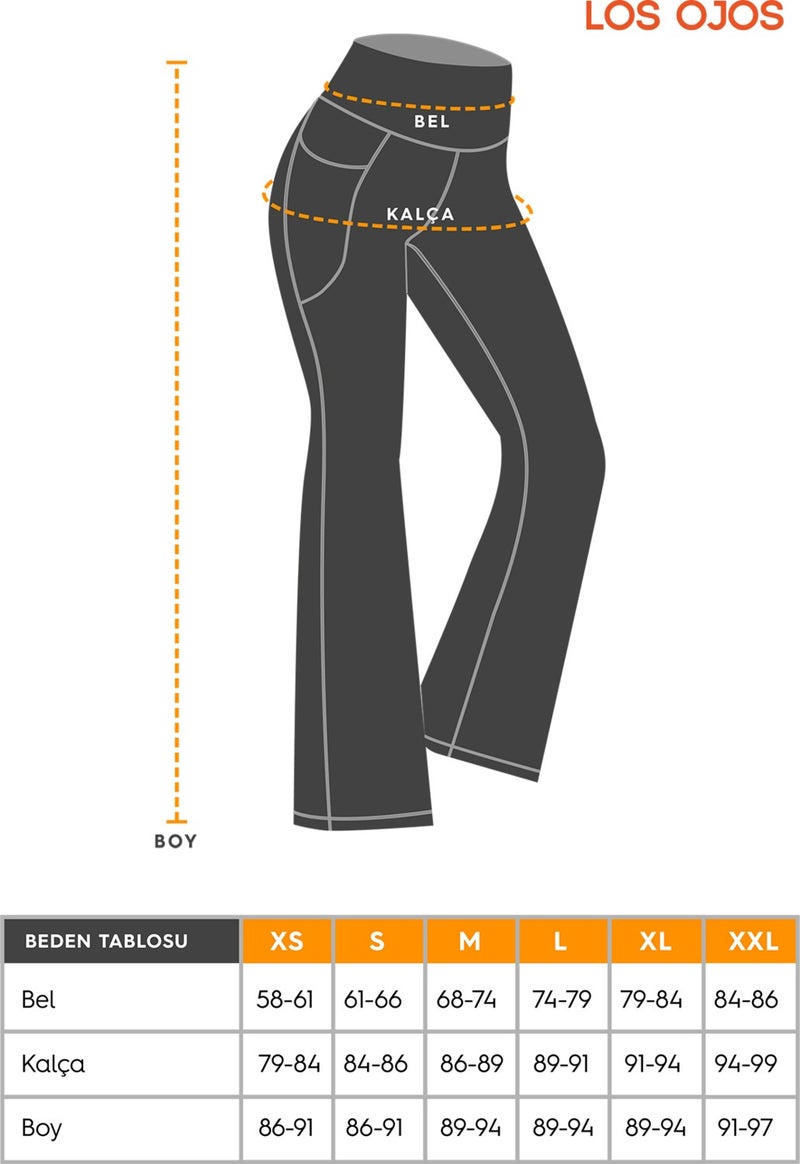 Los Ojos Women's Anthracite High Waist Gatherer Double Pocket Flared Tights Bootcut  - Image 2