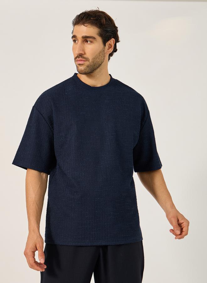 Styli Textured Short Sleeve Boxy Fit T-Shirt  - Image 1