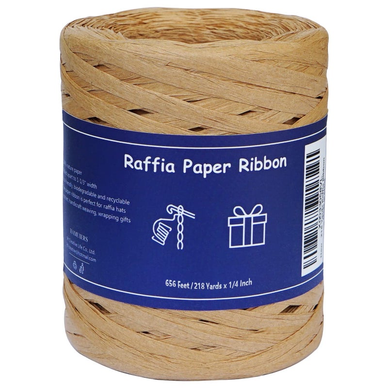 HAMUIERS Raffia Ribbon for Gift Wrapping Packing Paper Twine Craft Ribbon for Crochet  14 Wide 218 Yards
