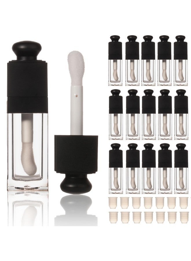 COSIDEA 18PCS Empty 8ML Square clear Lip Gloss Tube Black big doe foot wand lipgloss tubes for Lip oil tint bottles container - Image 1