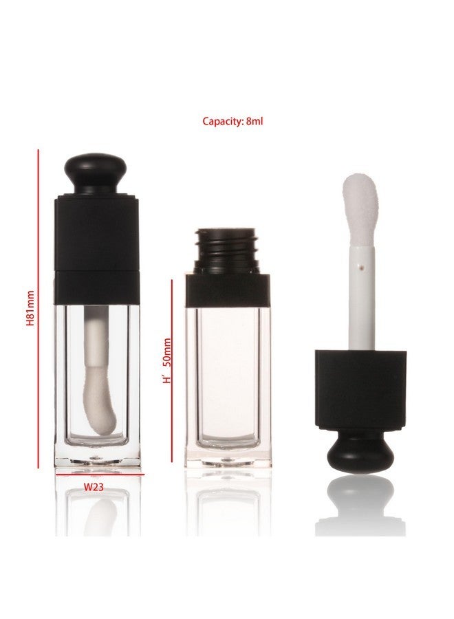 COSIDEA 18PCS Empty 8ML Square clear Lip Gloss Tube Black big doe foot wand lipgloss tubes for Lip oil tint bottles container - Image 2