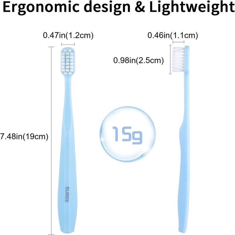 Suree Extra Soft Toothbrush for Sensitive Teeth and Gums (5 Pack), Ultra Soft Toothbrush with 10000 Micro Nano Bristles for Adults and Elderly - Image 3