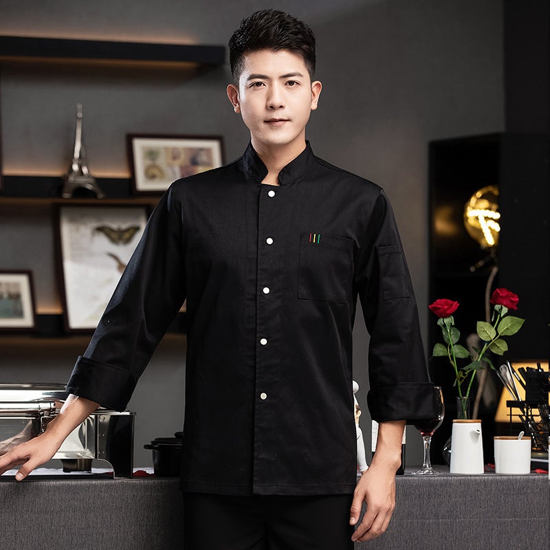 Fleece-Lined Thickened Warm Chef Work Clothes Long Sleeve Men'S And Women'S Catering El Restaurant Kitchen Clothes Baking Chef Clothes - Image 1