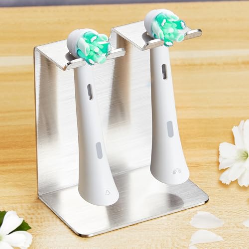 WAYASI Electric Toothbrush Head Holder Tooth Brushing Holder Wall Mounted Toothbrush Holders Shower Bathroom Self Adhesive or Desktop Tooth Brush Holder Organiser Silver Small