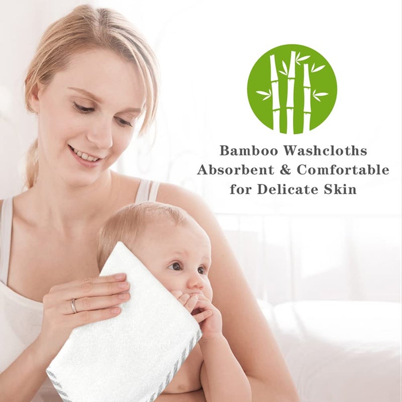 Looxii Baby Washcloths - Luxury Bamboo Wash Cloths 6 Pack Face Towel for Newborn， Infants and Toddler Soft & Absorbent 11"x11" - Image 2