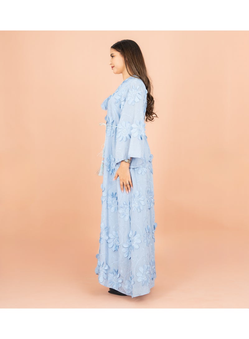 اكسا جلابية مودرن مندرين كولار زهور ثلاثية الأبعاد - Image 3