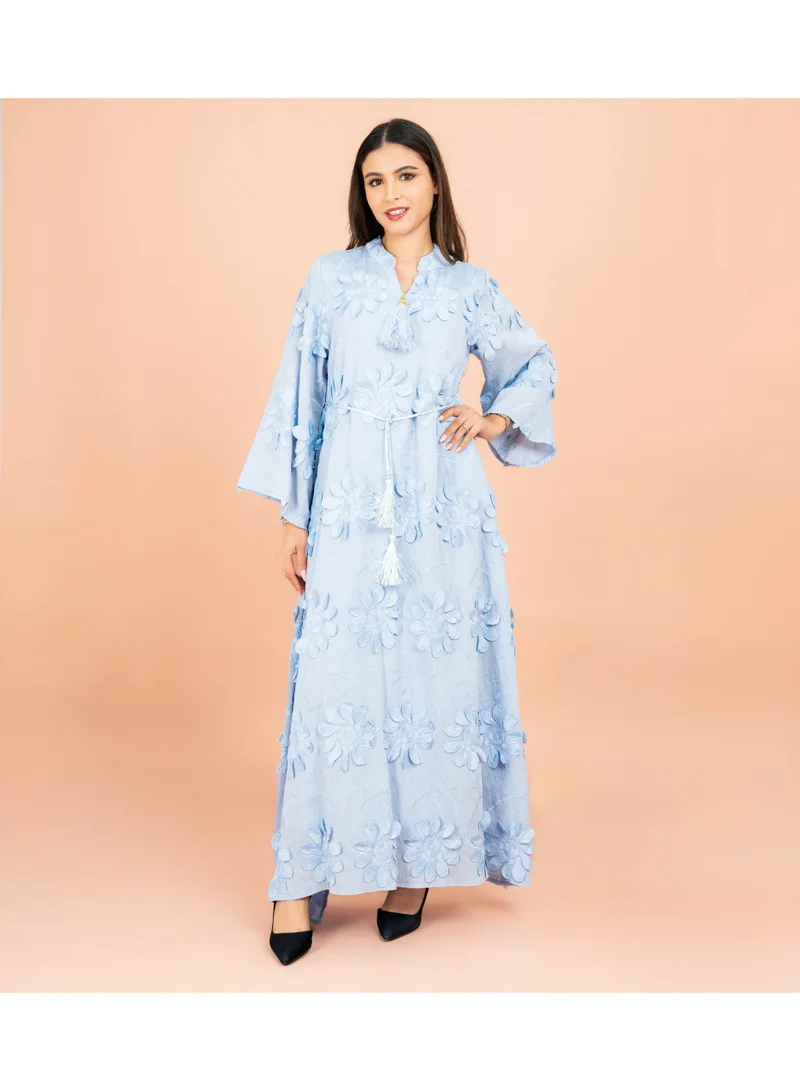 اكسا جلابية مودرن مندرين كولار زهور ثلاثية الأبعاد