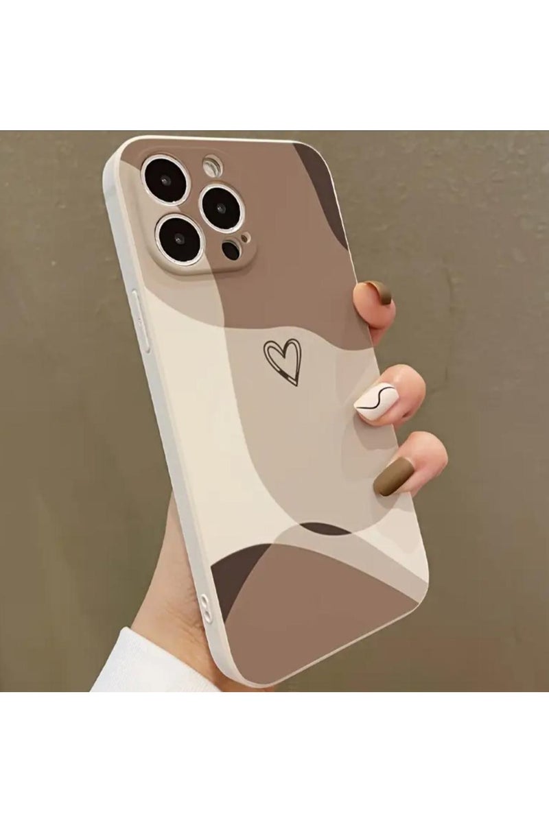 غطاء iPhone 14 Pro Max، جراب TPU أساسي متوافق مع iPhone 15 Pro Max متين ومقاوم للأوساخ وتصميم أنيق مع تفاصيل على شكل قلب، لون بيج / كريمي - Image 2