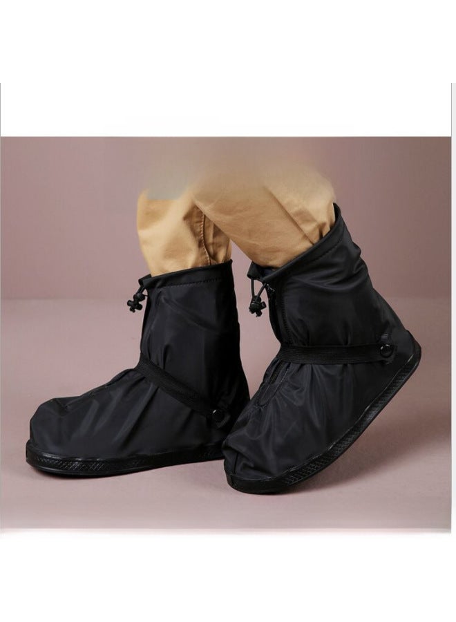Yuyisi Covered Thickened Sole Rain-proof Shoe Cover Low-cut Pure Black Rain Shoe Cover Men's And Women's Boots