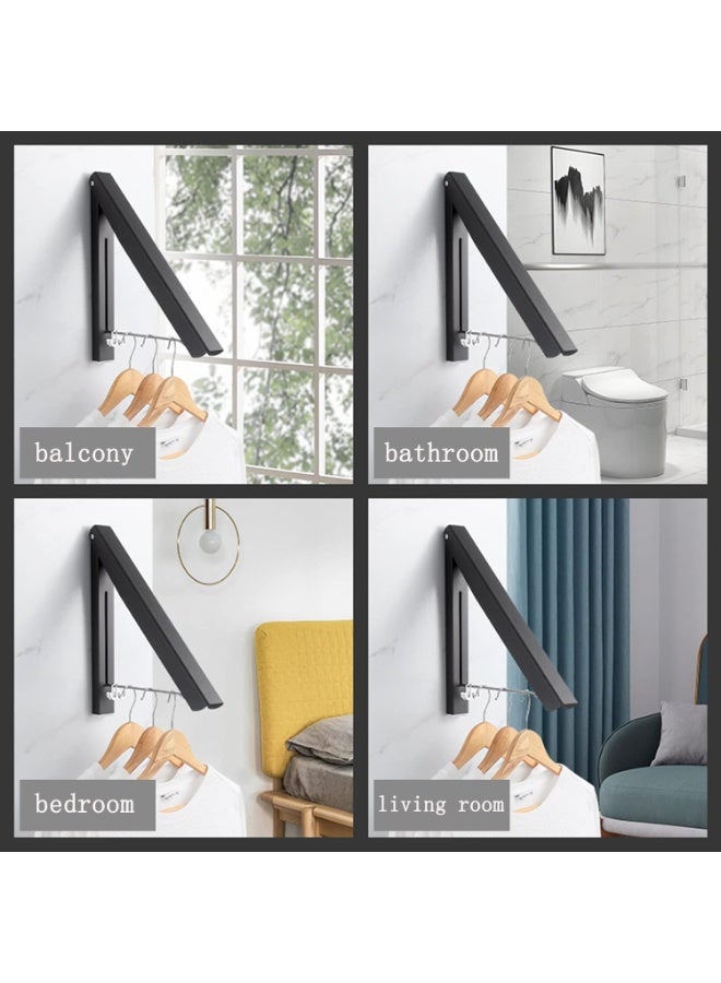 رف تجفيف الملابس، حمالات الغسيل لتجفيف الملابس، حمالة الملابس القابلة للسحب المثبتة على الحائط لغرفة الغسيل، المرآب، الاستخدام الداخلي والخارجي، الألومنيوم - Image 5