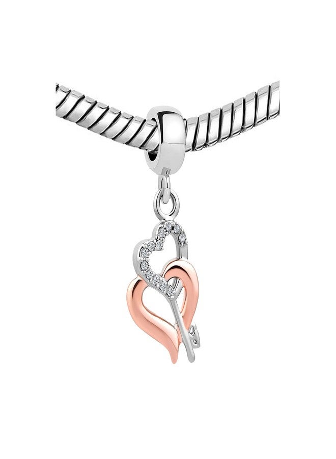 KunBead Women Valentines Gift forfriend Key Heart Charms Compatible with Pandora Bracelets - Image 2