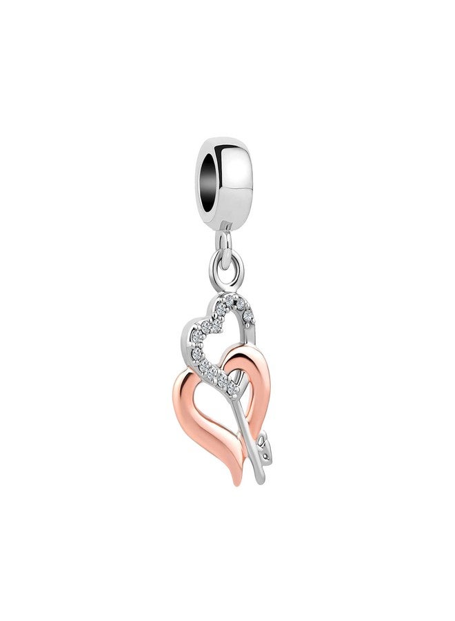KunBead Women Valentines Gift forfriend Key Heart Charms Compatible with Pandora Bracelets - Image 1
