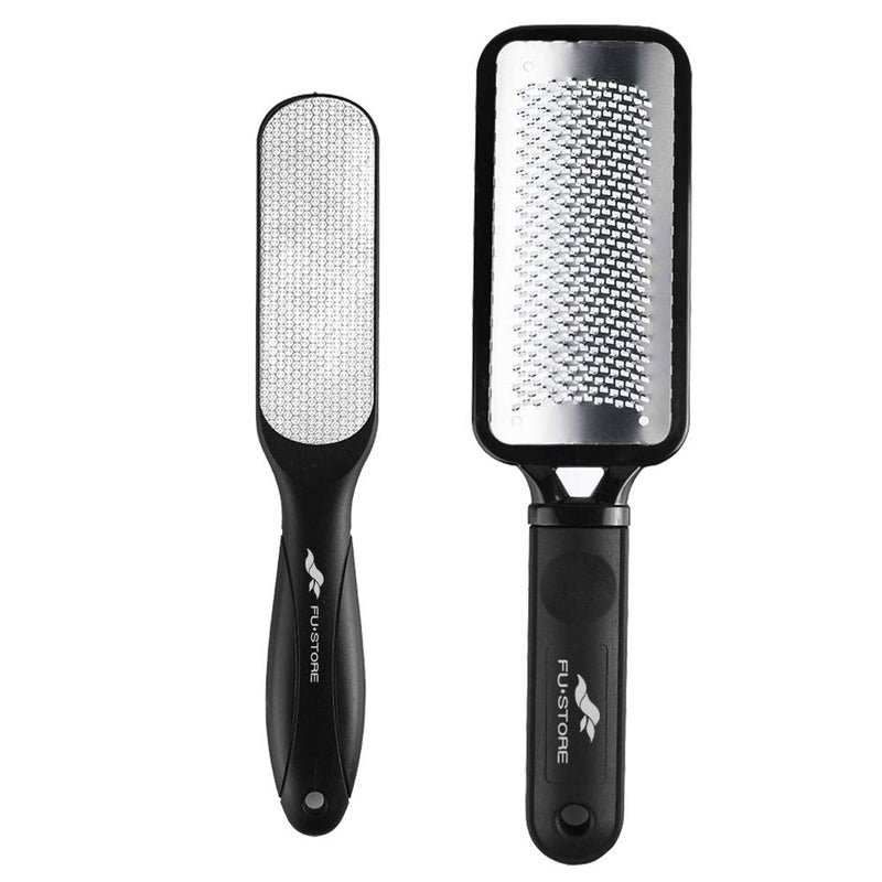 Fu Store 2 Pack Foot Files Callus Remover Stainless Steel Foot Rasp and Dual Sided Feet File Professional Scrubber Pedicure Tools Premium for Feet Care Remove Hard Skin - Image 1