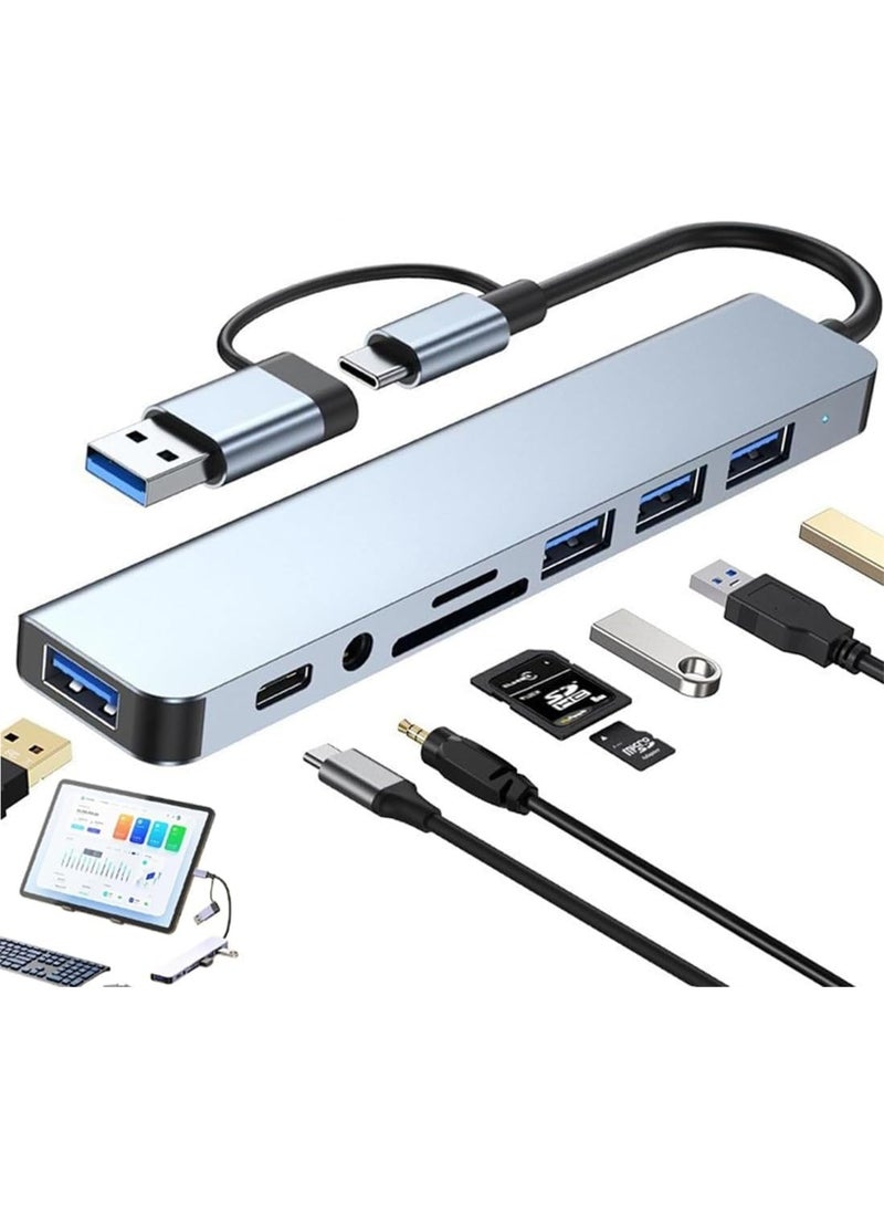م اكس م محطة إرساء محول USB 8 في 2 Type C Hub متعدد المنافذ مع 4K HDMI، PD Power، USB-C، Ethernet، 2 USB، صوت 3.5 مم، قارئ بطاقة SD/TF، متوافق مع أجهزة MacBook Pro XPS والمزيد من أجهزة C (8 في 1) - Image 1
