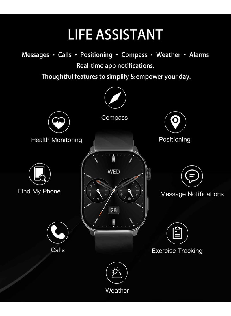 رولستيمي ساعة ذكية للرجال والنساء (إجراء / الرد على المكالمة) ، ساعة ذكية عالية الدقة مقاس 2.01 بوصة مقاومة للماء ، نظام تحديد المواقع متعدد الأنظمة ، شاشة نوم 24/7 ، بطارية 360 مللي أمبير في الساعة 10 أيام، 100 + وضع رياضي ، 200 + وجوه ساعة قائمة على السحابة ، شريط 300 أسود - Image 5