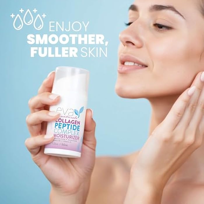Eva Naturals Collagen Peptide Complex Moisturizer – Face Cream with Multi-Peptides, Hyaluronic Acid, Amino Acids, Vitamin B5 and E – Rich Night Lotion for Youthful Glow and Fine Line Care – 1.7 Fl Oz - Image 3