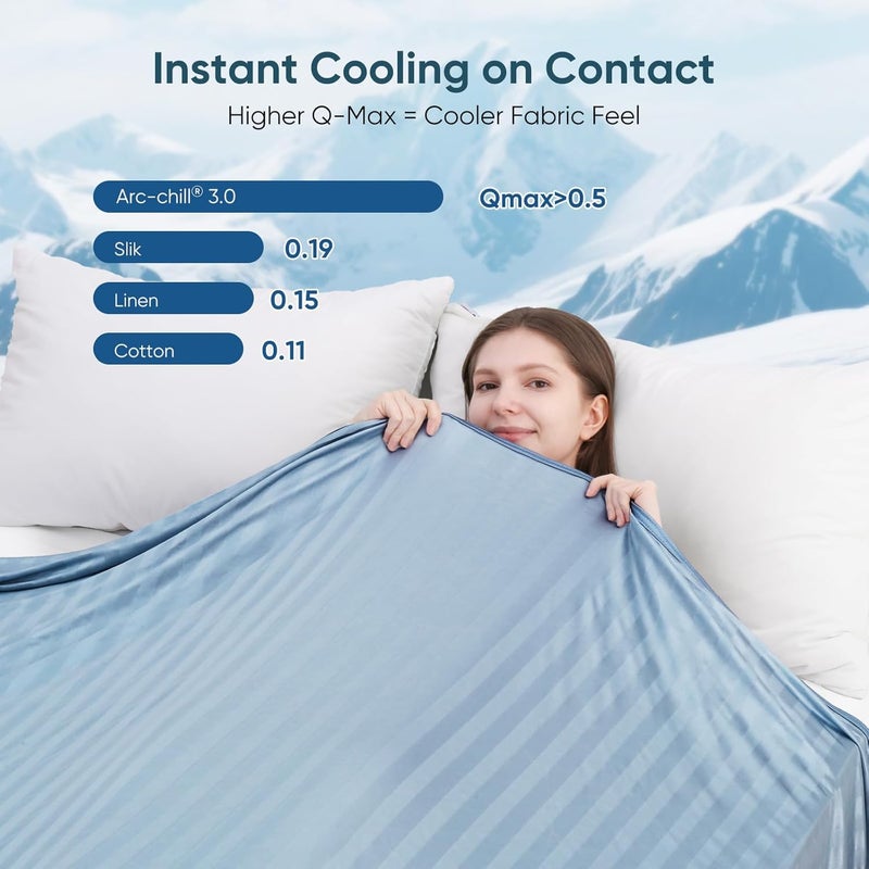 Elegear Revolutionary Cooling Blanket Twin, Absorbs Heat to Keep Body Cool for Night Sweats, Double Sided Arc-Chill3.0 Cooling Fiber Q-Max>0.5, Lightweight Summer Cold Blankets for Sleeping 59“ x 79” - Image 3