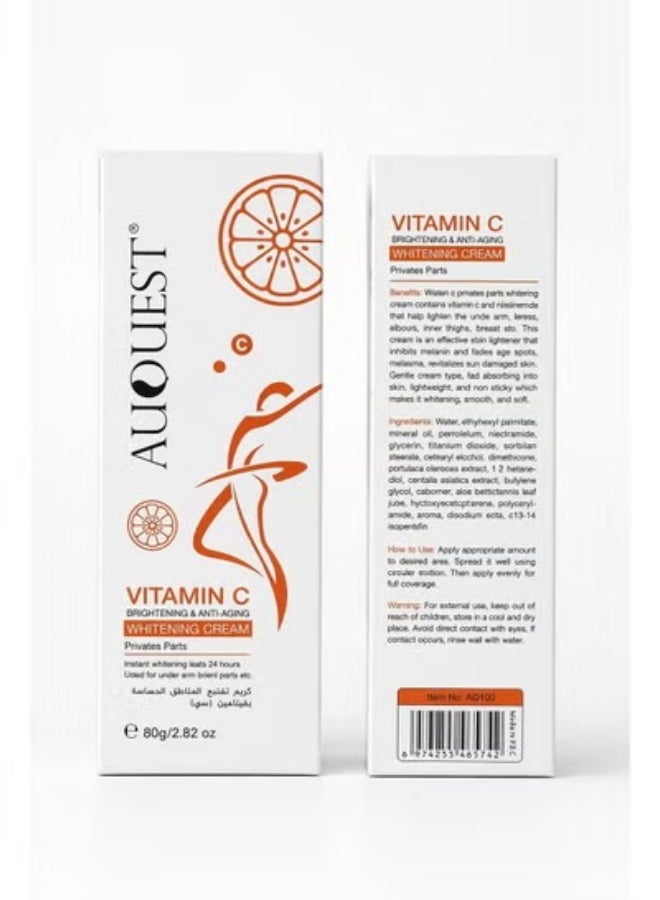 AuQuest Vitamin C Whitening Cream for Sensitive Areas & Skin Brightening – 80g - Image 1