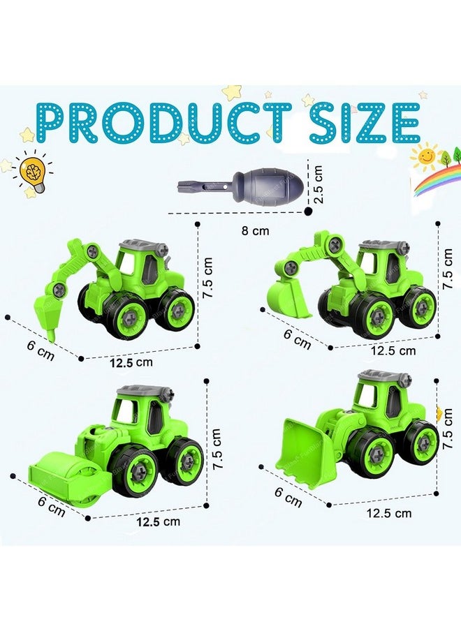 FunBlast FunBlast Construction Vehicles Set, Pack of 4 DIY Assembling & Building Construction Trucks with 1 Screwdriver, Kids Building Vehicles Toys for 2+ Year Old Kids, Boys, Girls (Green)  - Image 3