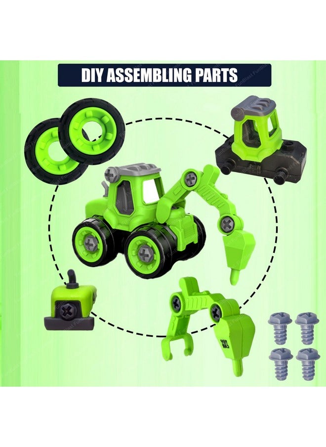 FunBlast FunBlast Construction Vehicles Set, Pack of 4 DIY Assembling & Building Construction Trucks with 1 Screwdriver, Kids Building Vehicles Toys for 2+ Year Old Kids, Boys, Girls (Green)  - Image 5