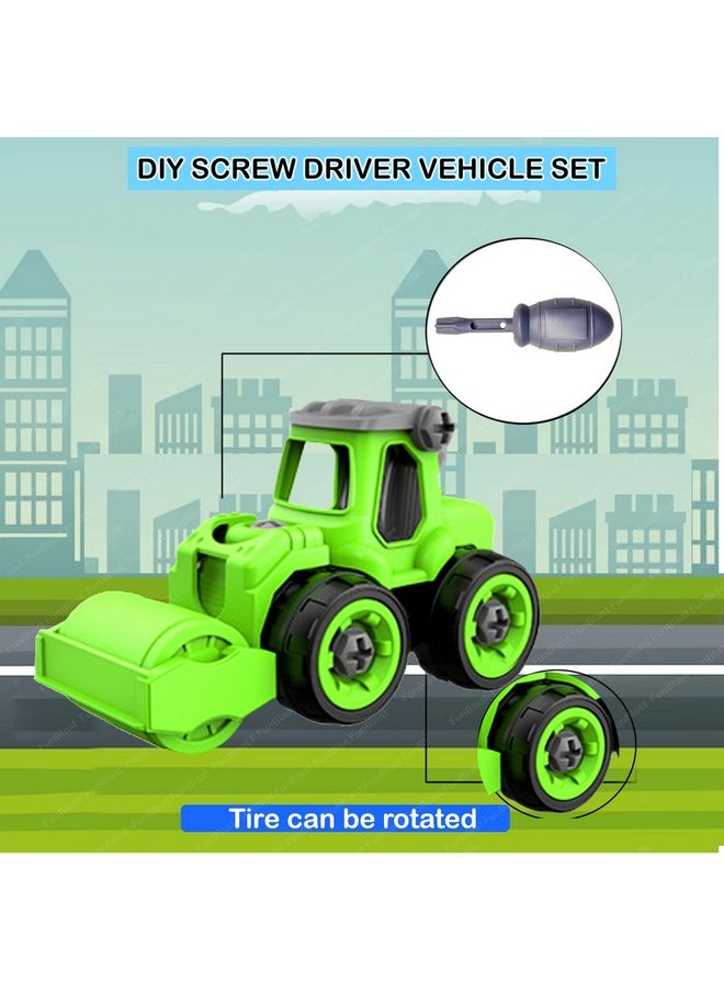 FunBlast FunBlast Construction Vehicles Set, Pack of 4 DIY Assembling & Building Construction Trucks with 1 Screwdriver, Kids Building Vehicles Toys for 2+ Year Old Kids, Boys, Girls (Green)  - Image 4