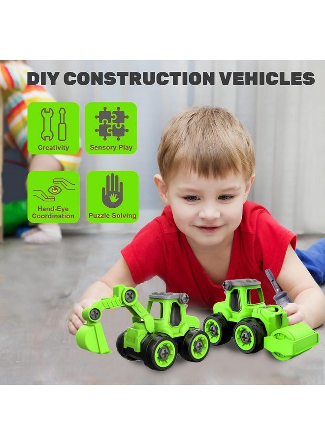 FunBlast FunBlast Construction Vehicles Set, Pack of 4 DIY Assembling & Building Construction Trucks with 1 Screwdriver, Kids Building Vehicles Toys for 2+ Year Old Kids, Boys, Girls (Green)  - Image 2