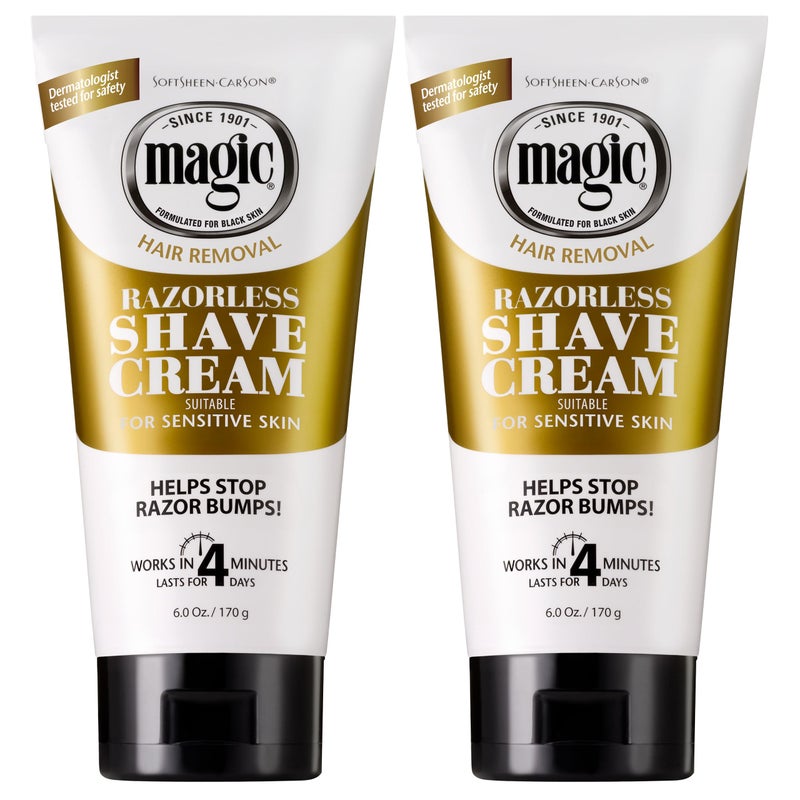 SoftSheen-Carson Magic Razorless Shaving Cream, Depilatory Hair Removal Cream, Works in 4 Minutes for Coarse, Curly Hair, 2 Count - Image 1