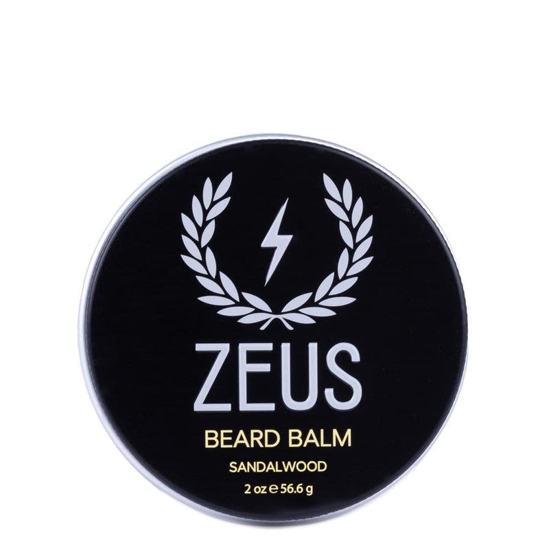 ZEUS Beard Balm Natural Beeswax  Shea Butter Balm Softening Conditioner for Facial Hair  MADE IN USA Sandalwood 2 oz