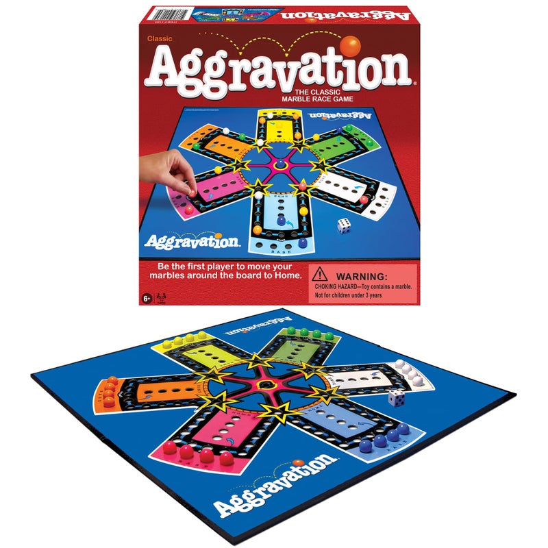 Winning Moves Aggravation with Retro Artwork by Winning Moves Games USA, The Classic Marble Race Game, Great for Kids, for 2 to 6 Players, Ages 6+ - Image 1