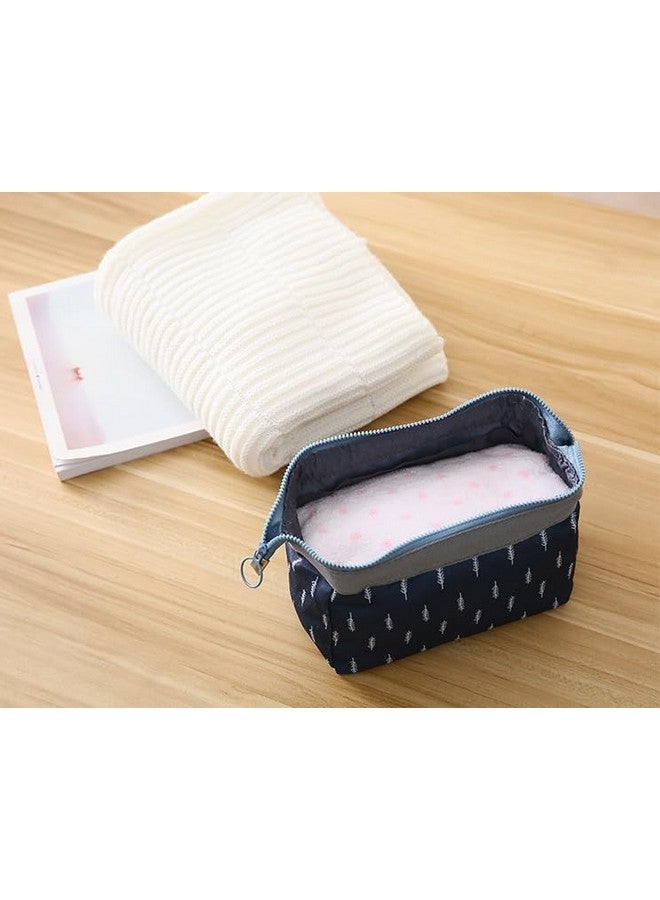 KARTUNBOX Cosmetic Bag, Navy Blue with White Pattern, Cosmetic Toiletry Makeup Vanity Shaving Household Grooming Travel Storage Organizer Bags. - Image 5