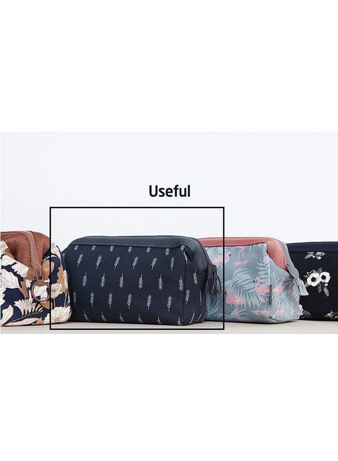 KARTUNBOX Cosmetic Bag, Navy Blue with White Pattern, Cosmetic Toiletry Makeup Vanity Shaving Household Grooming Travel Storage Organizer Bags. - Image 3
